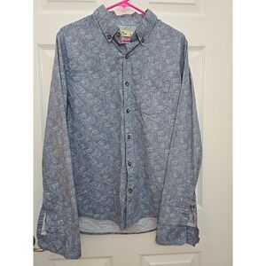 Hollister Men's Large Denim Blue Button-Down Shirt
